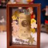Wooden frame+dried Flowers with custom engraved brass pet momorial plaque.