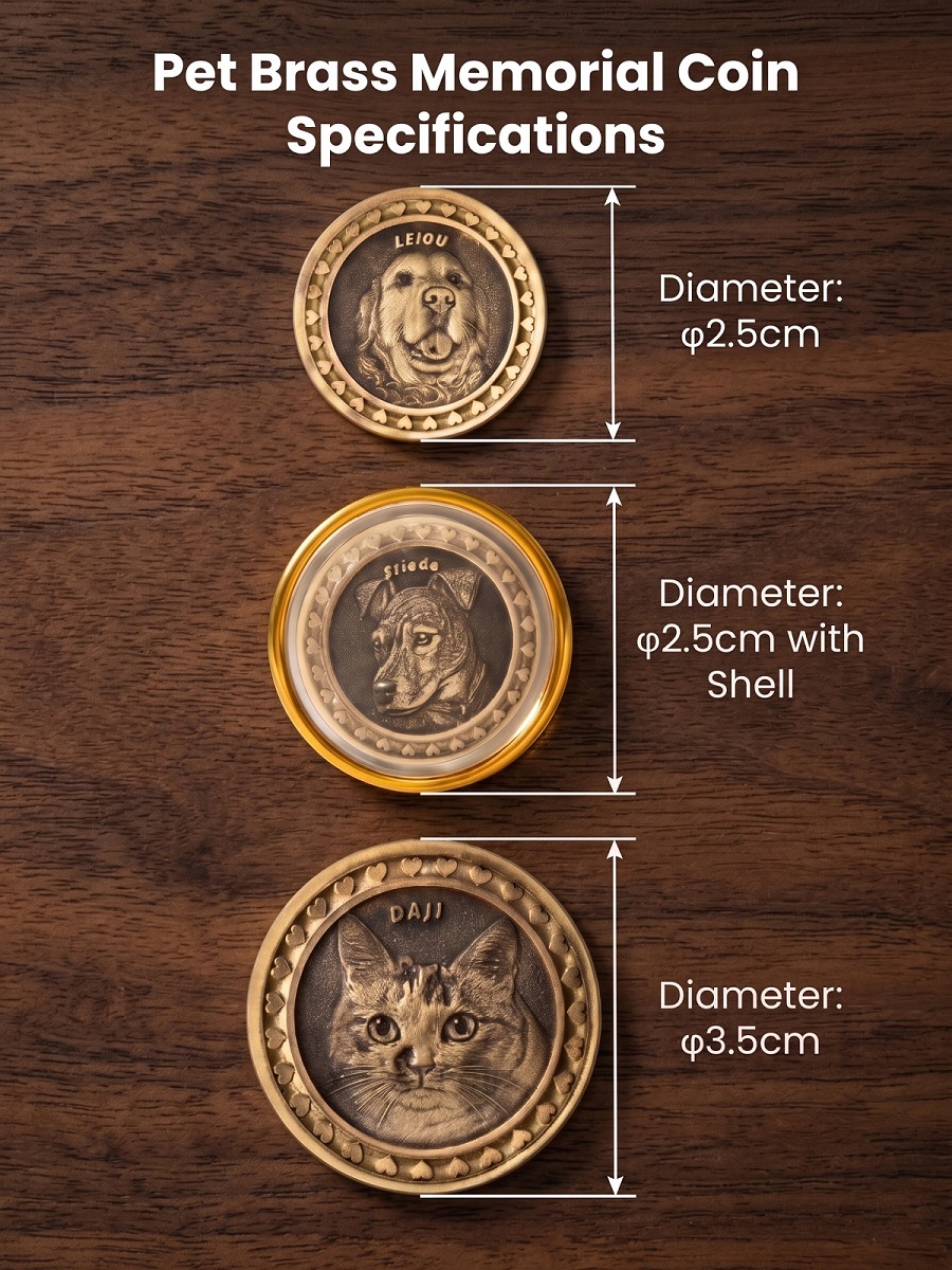 Custom Brass Pet Memorial Coin Necklace